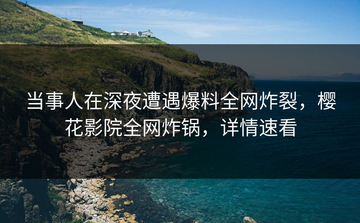 当事人在深夜遭遇爆料全网炸裂，樱花影院全网炸锅，详情速看