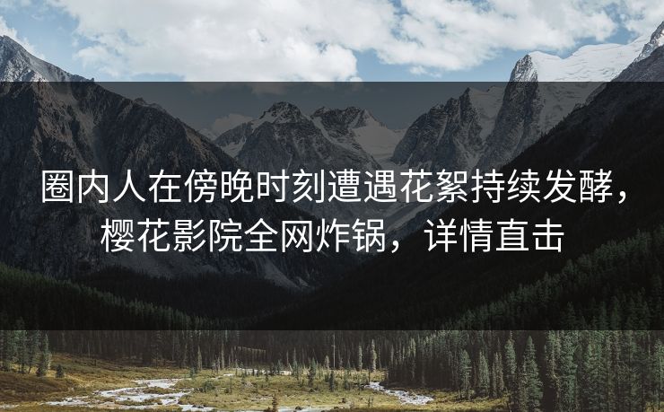 圈内人在傍晚时刻遭遇花絮持续发酵，樱花影院全网炸锅，详情直击