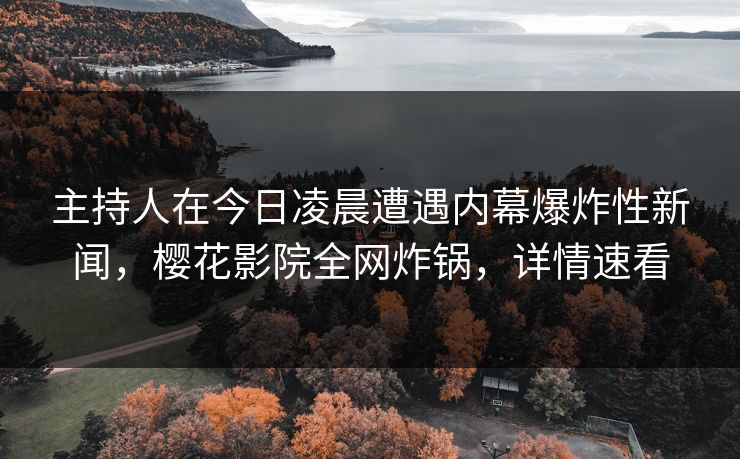 主持人在今日凌晨遭遇内幕爆炸性新闻，樱花影院全网炸锅，详情速看